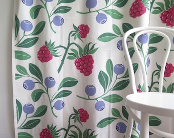 Curtains by 'Boras' Ann Catherine Sigrid Design 'Moa' Scandinavian Pair of Curtains w Purple Red Berries #5-19-29