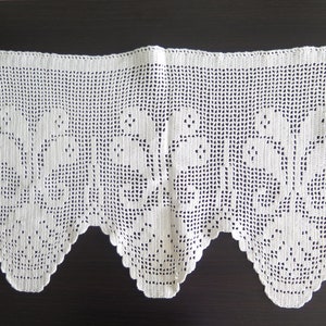 Crochet Valance White, Swedish Crochet Curtain, Handmade Curtain #5-29-14