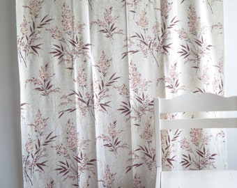 Single Long Curtain Panel, Brown Leaves Pink Flowers, Floral Curtain ( 3 panels avail.) #4-57-6