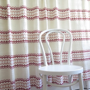 Woven Curtain Single Panel, Short - Extra Wide, Scandinavian Net Curtain, White Beige Brown Cream Semi Sheer Vintage Swedish #4-68-23