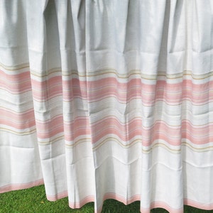 Linen Table Cloth Gray & Old Pink Striped, 125.5 x 255 cm / 49.4 x 100.3 in, Vintage Scandinavian Home Textiles #4-50-27
