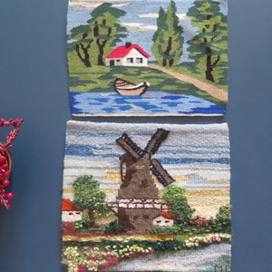 Woven Wool Decor Vintage Swedish Tapestry Country Side Landscape Windmill Flamsk Flemish Handwoven Scandinavian #4-72-39