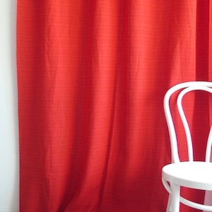 Curtains Red Woven, Set of 2 panels, Semi Sheer Vintage Red Curtains, Retro Swedish #5-36-15
