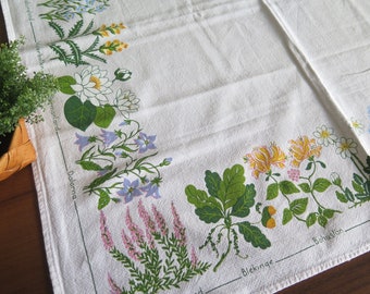 Floral Table Cloth Traditional Flowers of Sweden Botanical Scandinavian Decor Swedish Vintage #5-05-14