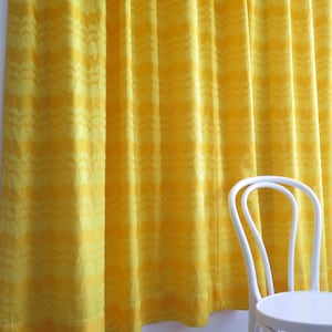 Woven Curtain Single Wide Panel Yellow Curtains L 167.5 x W 230 cm/ L 65.9 x W 90.5 in, 70s Vintage Home Interior (2 panels avail.) #5-31-84
