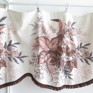 Vintage Valance Old Pink Brown Flowers Curtain, 438 x 60 cm / 172.4 x 23.6 in, Vintage Swedish Floral Valance #4-70-10