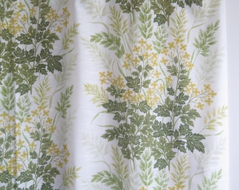 Floral Curtain Panels Set of 2, Cotton Short Yellow Green Summer Flowers Meadow Kitchen Curtains, Scandinavian ( 2 pairs avail.) #5-32-5