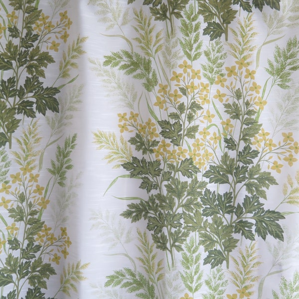 Panneaux de rideaux floraux Ensemble de 2, Rideaux de cuisine en coton court jaune vert fleurs d’été prairie, scandinave (2 paires disponibles.) #5-32-5