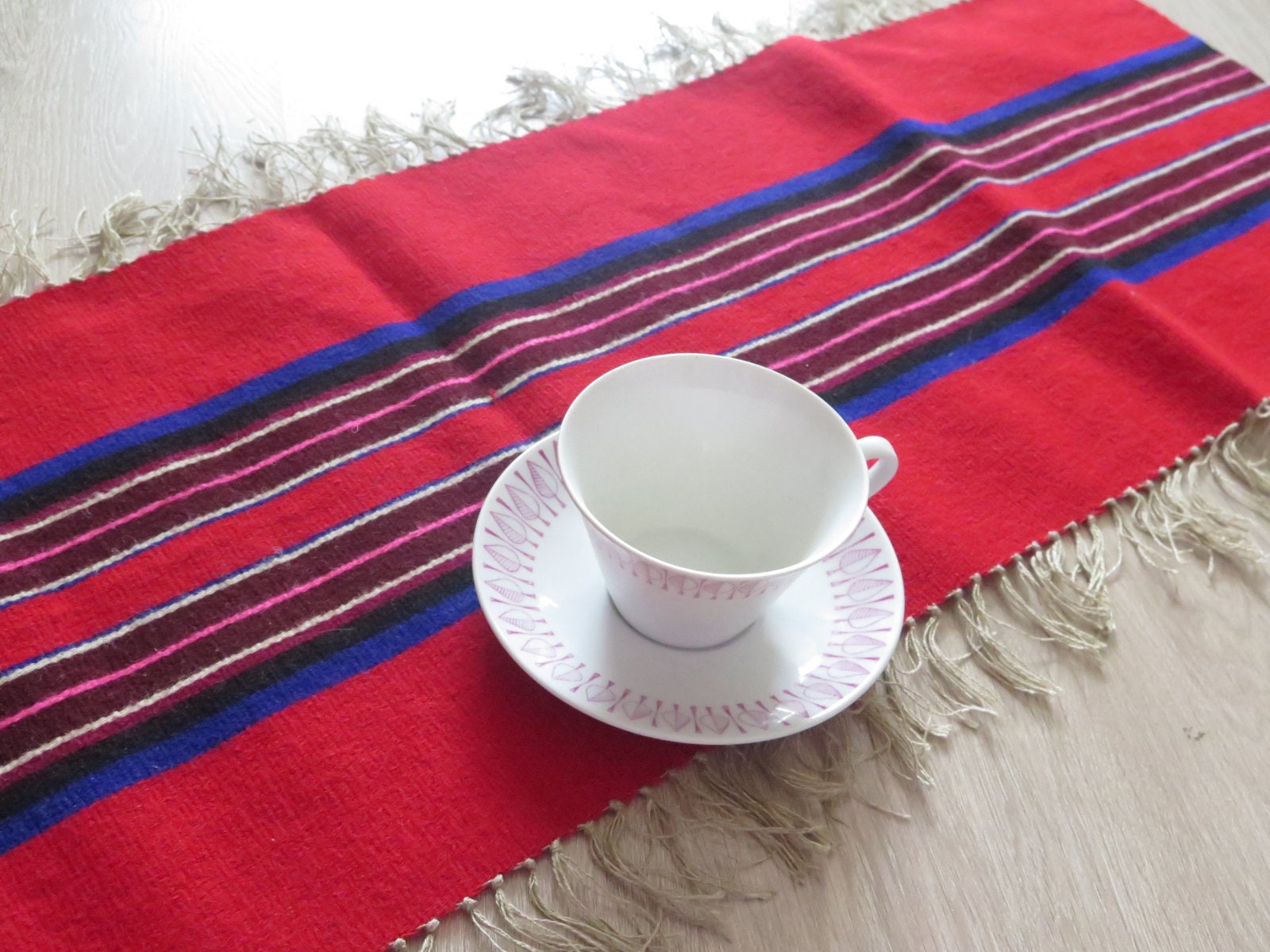 Kitchen & Dining Linens Scandinavian Table Decor 4557 Table Runner Blue Red Striped Table