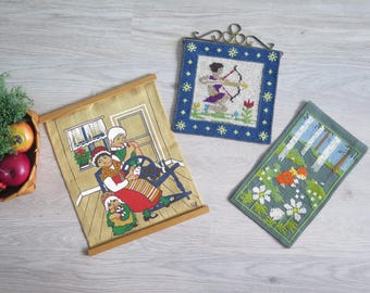 スロバキア製 ハンドメイド 刺繍 壁掛け インテリア インテリア・生活道具 スロバキア製 ハンドメイド 刺繍 壁掛け インテリア