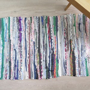 Woven Rug Rag Small Handmade Scandinavian Hand Woven Decor Gray Green Colorful #5-05-36