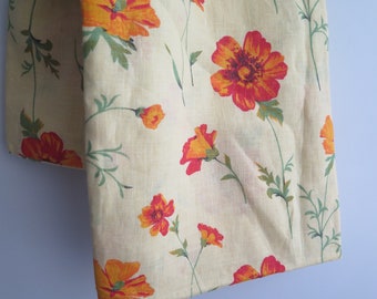 Duvet Cover, Double Sided Linen Yellow with Orange Flowers Single Duvet Cover Floral Pattern, Linen Bedding #5-14-4
