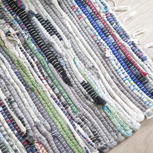 Woven Rug Rag Small Handmade Scandinavian Hand Woven Decor Gray Colorful 5-05-33 image 2