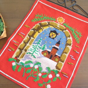 Embroidered Wall Hanging Window Church Winter Vintage Scandinavian Wall Decor #4-45-65