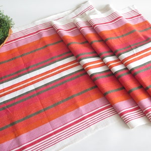 RESERVED ....... Table Runner Red Orange Striped Woven Table Cloth, Scandinavian Home Decor #4-43-19