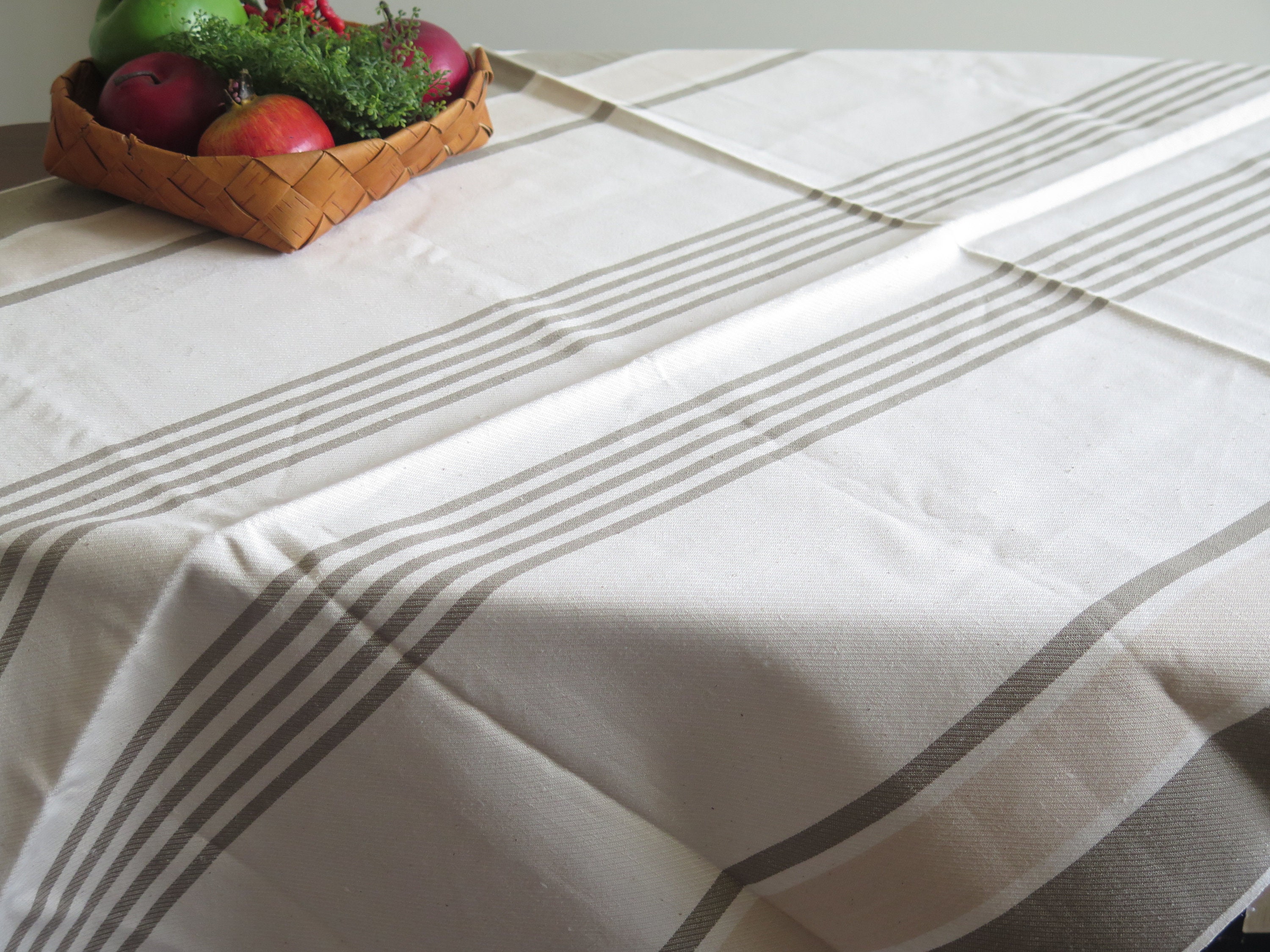 Gray Woven Table Cloth, Swedish Vintage Textiles, Scandinavian #4