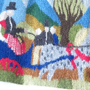 Hand Woven Wall Hanging, Wall Decor Tapestry Vintage Scandinavian Wall Art Summer Scene On The Way to Church 4-33-21 image 5