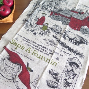 Tea Towel Printed Linen Souvenir Kitchen towel, Sap&#39;s A-Runnin Don Henry #4-54-12