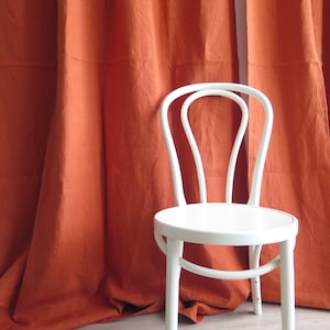 Linen Curtains Long Orange / Rusty Curtains, Set of 2, each panel: 239 x 139 cm / 94 x 54.7 in, Wide Curtains #5-14-23