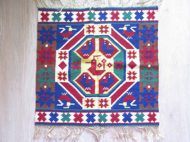 Vintage Hand Woven Wool Decor Decorative Home Textiles Folk Art Decor, Nordic Ornamented Decor 3-26-12 image 1