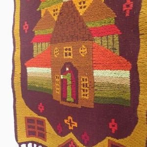 Vintage Wool Woven Wall Decor Vintage Wall Hanging Castle Church Decor with Long Fringe Tapestry 3-17 image 4