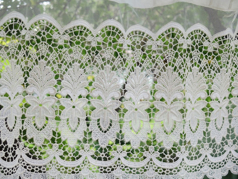 Country Chic Window Treatment Vintage Antique Style Long Lace Valance 372 x 49 cm 146,4 x 19,2 inch,Vintage Valance Lace #3-06