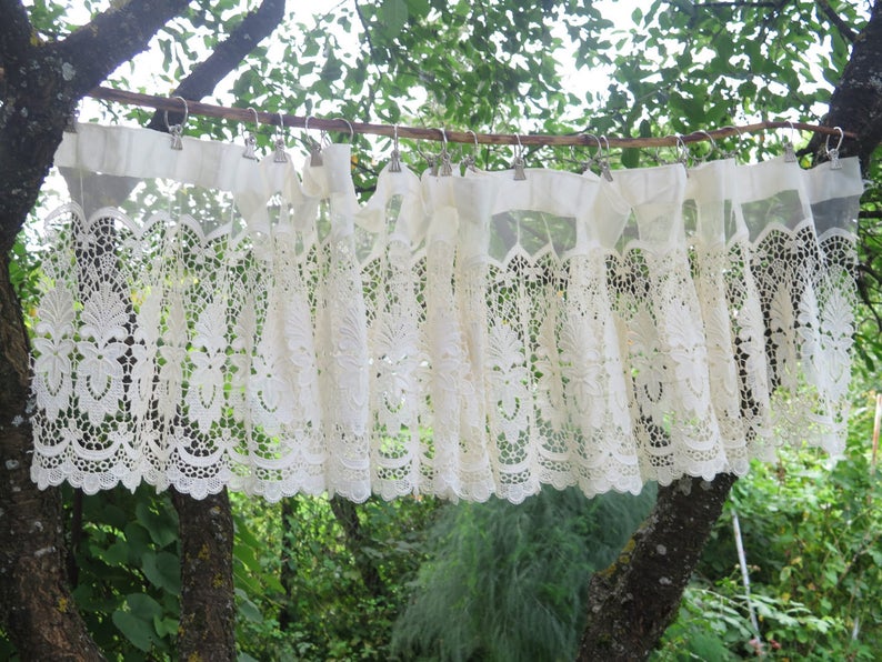 Country Chic Window Treatment Vintage Antique Style Long Lace Valance 372 x 49 cm 146,4 x 19,2 inch,Vintage Valance Lace #3-06