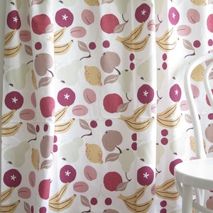 Rideaux de cuisine Ensemble de 2, chacun : L 158 x L 136 cm / L 62,2 x L 53,5 po, Fruits Baies, Rideaux en coton vintage suédois #4-63-10