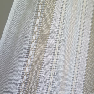Woven Curtains 2 panels, White Pink Yellow Green Semi Sheer Net Curtains, Long Striped Curtains #5-22-13