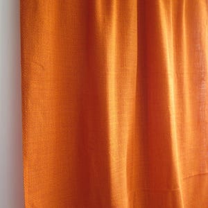 Long Curtain Single Panel, Vintage Swedish Curtain White Yellow Orange / Rusty Curtain (2 length avail.) #5-39-15/16