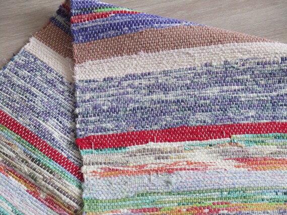 織りラグ ラグ カラフル ストライプ ヴィンテージ 織り フロアランナー