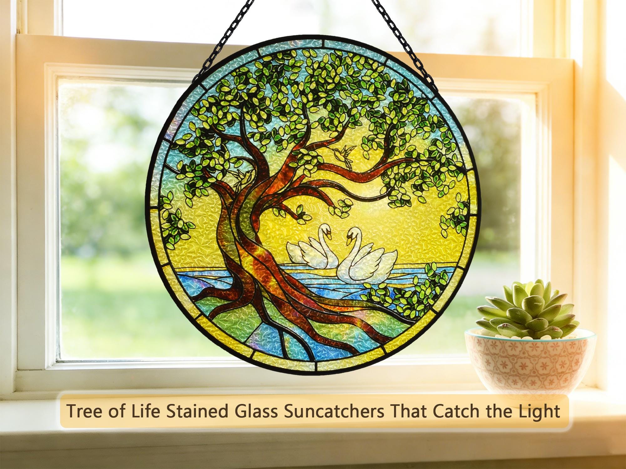 Goose Tree Goose Tree of Life Suncatcher, Tree of Life Window Hanging, Memorial ...