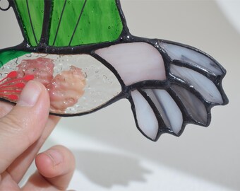 Royxen Colibrì In Vetro Colorato Fatto A Mano, Decorazione Da Finestra Con Motivi Di Piante Verdi, Crea Riflessi Di Luce Colorati
