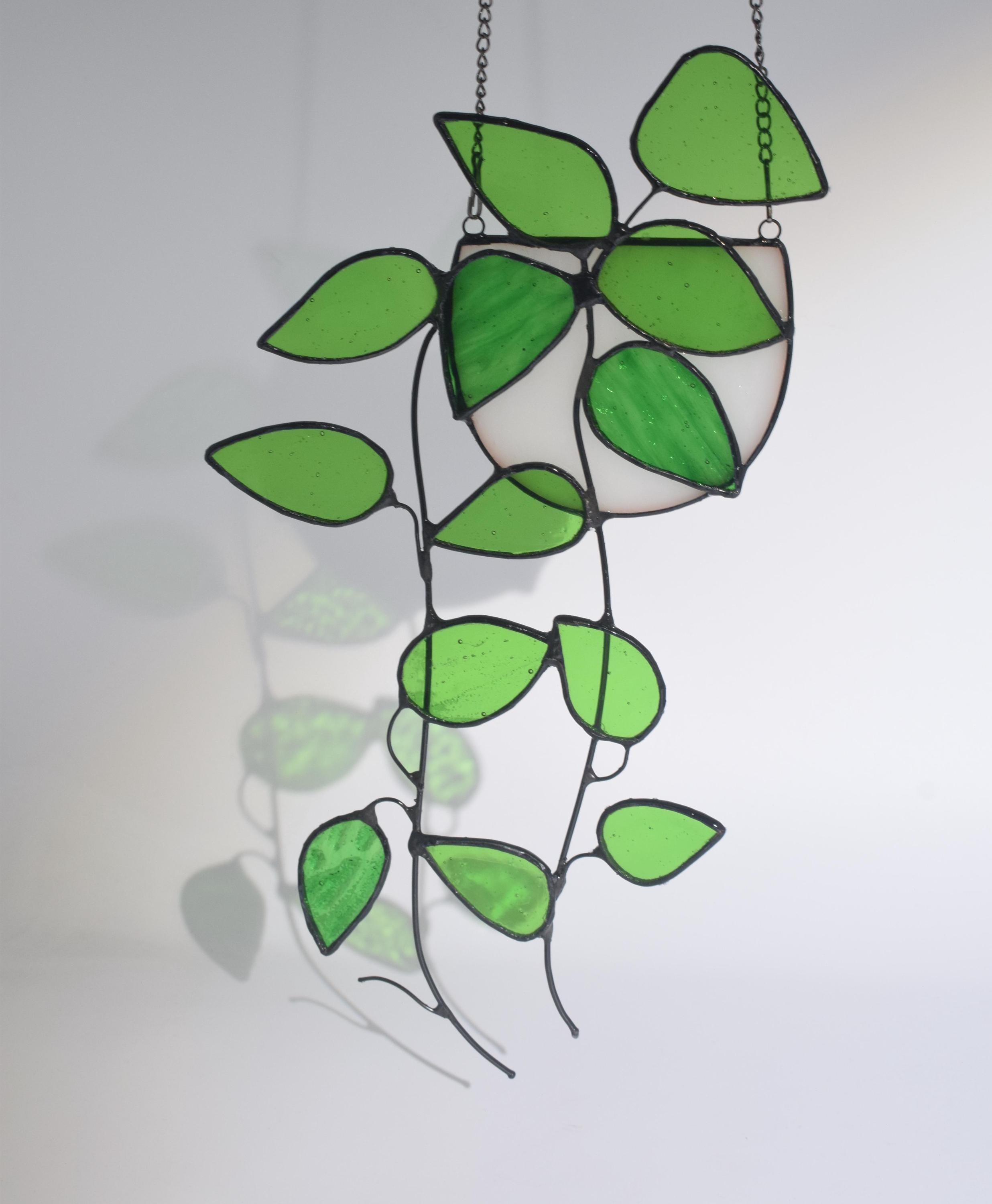 Plant Stained glass Hanging suncatcher for window hangings Home Decor Boho home decor-Hanging plant