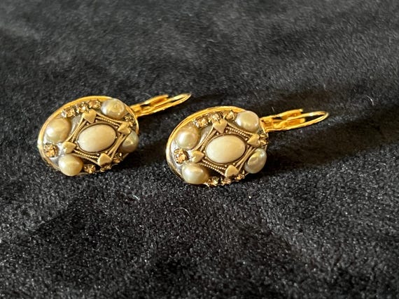 Michal Golan Pearl Earrings: Multicolor Gemstone … - image 1