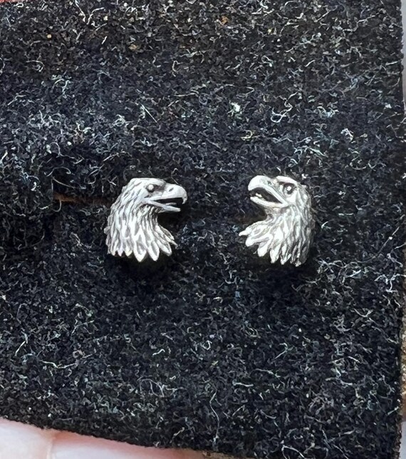Eagle head sterling silver stud post earrings - image 3