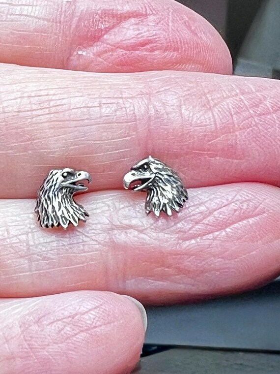Eagle head sterling silver stud post earrings - image 1
