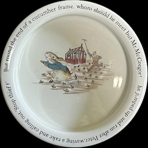 Beatrix Potter Peter Rabbit Porringer Bowl, 1990 Wedgewood Peter Rabbit bowl, “Stop Thief” peter rabbit Porringer bowl