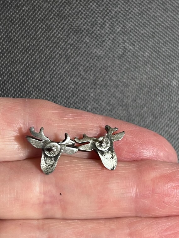 Deer Head Sterling Silver stud post earrings - image 3