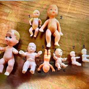 Vintage Miniature Dollhouse Dolls - Set of 8 Tiny Dolls