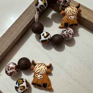 Highland Cow Cup Charm | Cup Charm, Tumbler Cup, Cup Accessories, Silicone Bead Charms, Cow Bead, Tumbler Charm