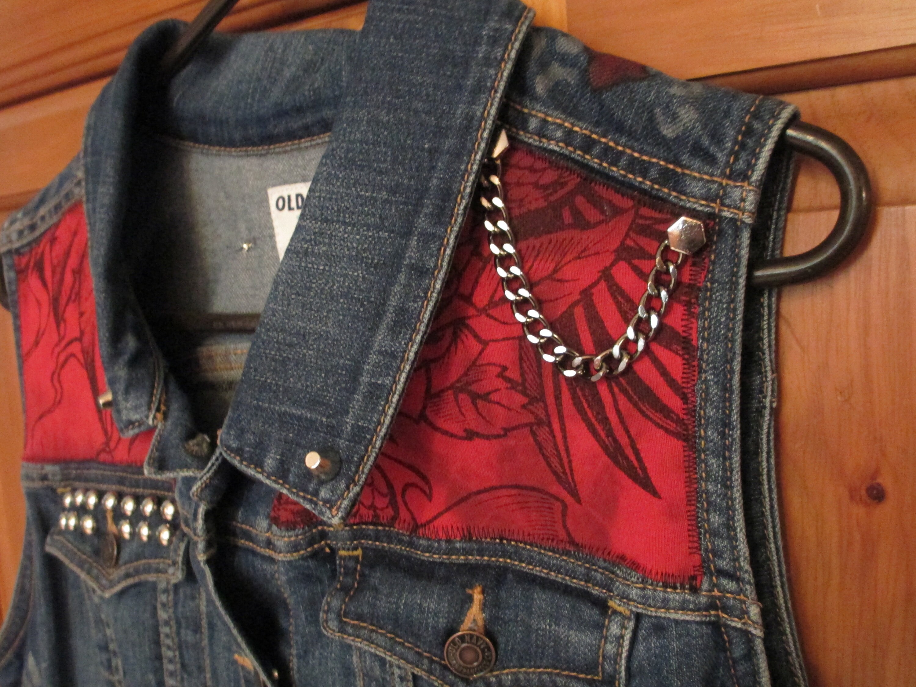 Painted and Studded Denim Vest With 