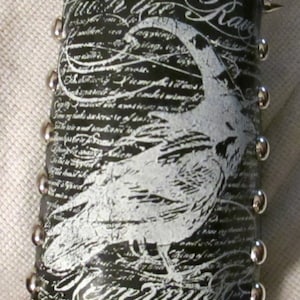 Quoth The Raven spiked and studded black leather gauntlet