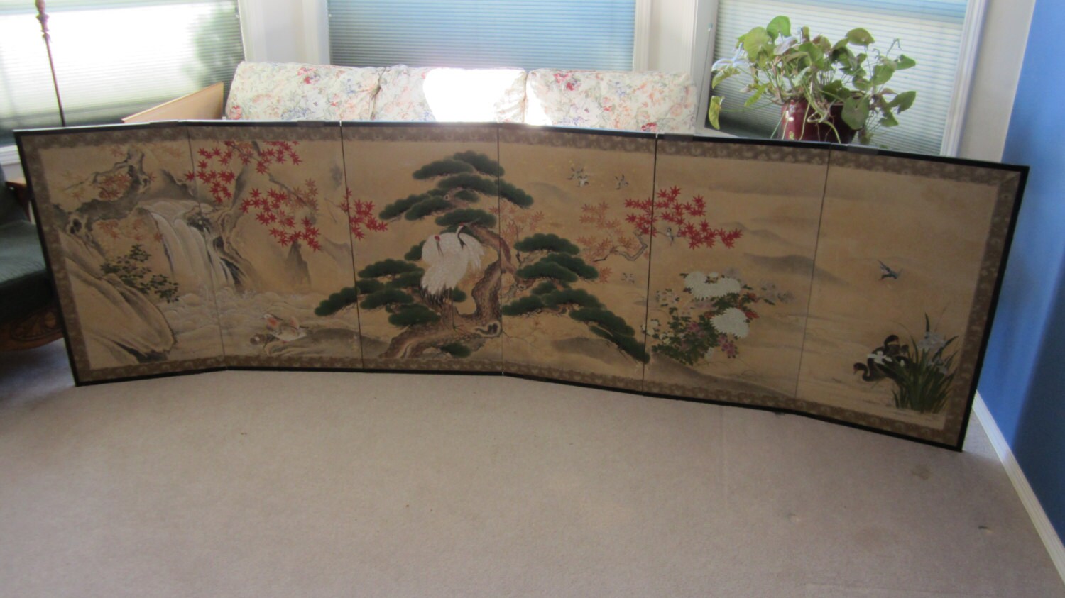 Antique Japanese Sixpanel Byobu Screen 18501890 VINTAGE Etsy