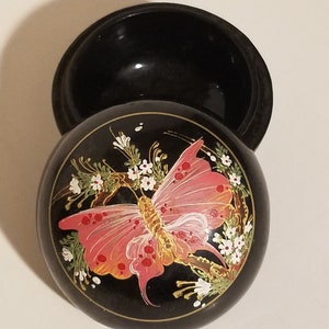 Vintage Papier Mache Handpainted Trinket Box