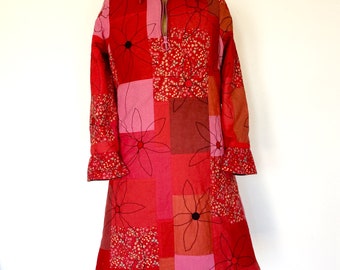 Flower Power patchwork shirt dress in a UK size 10.
