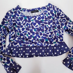 Fun, spotty ,boxy, cropped top, in a UK size 8 ,US size 6