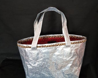 Funky silver tote bag