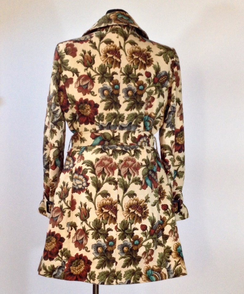 Tapestry Print Linen Trench Coat in a UK Size 14 US Size 12 Etsy UK