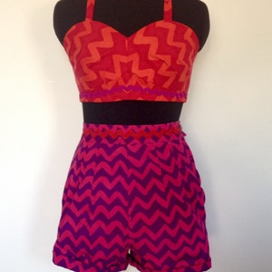 Beach, festival, holiday petite 2 piece outfit shorts and halter bikini top in a UK size 10.